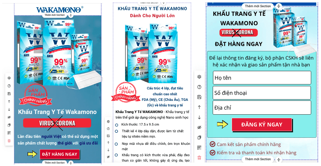 Trong Nguy có Cơ, Case Study Bán Khẩu Trang Thời Covid 7 mẫu landing page tiếp thị liên kết