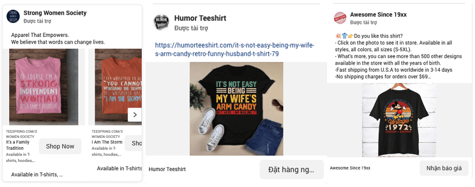 Ý tưởng Thiết kế bán Áo Thun, và Làm việc Với Designer Thuê ngoài 17 quảng cáo bán áo thun pod facebook ads
